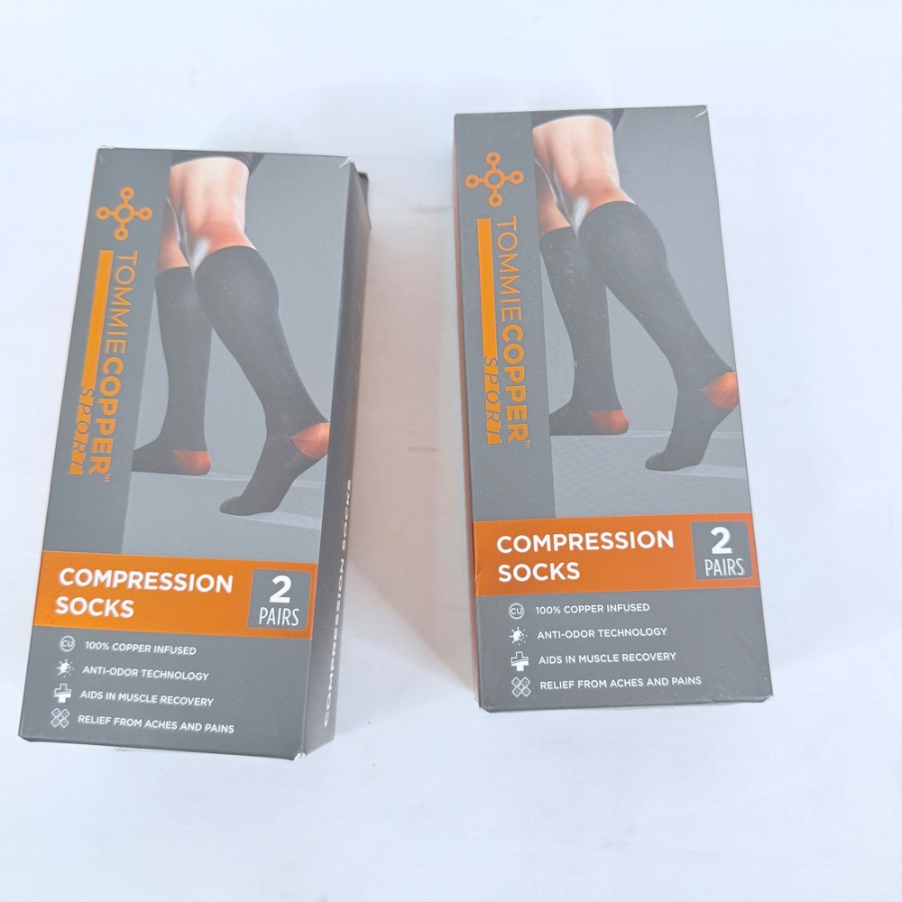 Tommie Copper Sport Compression Socks 2-Pack S/M Black Copper Infused 4 Pairs